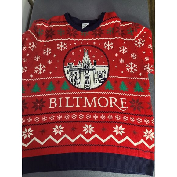 Biltmore Sweaters - BILTMORE Christmas Holiday Sweater XL Red Fair Isle Souvenir Ugly Party Rare